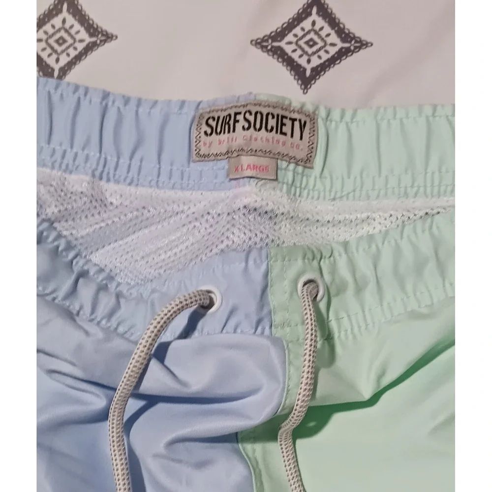 Drill Clothing Surf Society Swim Trunks Shorts Pastel‎ Colorblock Mens XL